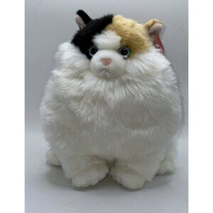 Fat Cat Blue Eyes Munchy Calico Plush Animal Toy Ginger White Black Puff Aurora